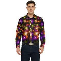 Star Colorful Christmas Abstract Men s Long Sleeve Pocket Shirt 