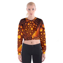 Bubbles Abstract Art Gold Golden Cropped Sweatshirt