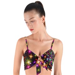 Star Colorful Christmas Abstract Woven Tie Front Bralet