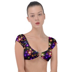 Star Colorful Christmas Abstract Cap Sleeve Ring Bikini Top by Dutashop