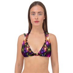 Star Colorful Christmas Abstract Double Strap Halter Bikini Top