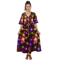 Star Colorful Christmas Abstract Kimono Sleeve Boho Dress