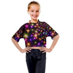 Star Colorful Christmas Abstract Kids Mock Neck T-shirt