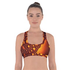 Bubbles Abstract Art Gold Golden Cross Back Sports Bra by Dutashop