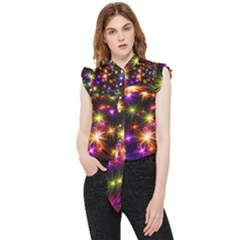 Star Colorful Christmas Abstract Frill Detail Shirt