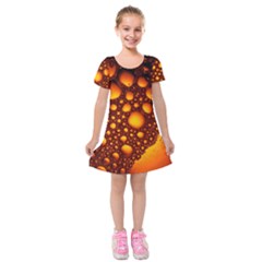 Bubbles Abstract Art Gold Golden Kids  Short Sleeve Velvet Dress