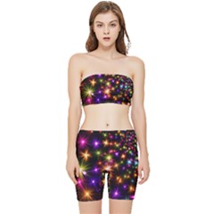 Star Colorful Christmas Abstract Stretch Shorts And Tube Top Set