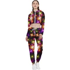 Star Colorful Christmas Abstract Cropped Zip Up Lounge Set