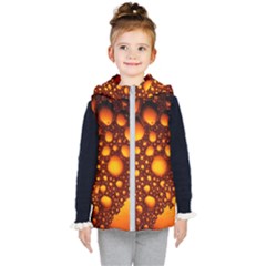 Bubbles Abstract Art Gold Golden Kids  Hooded Puffer Vest