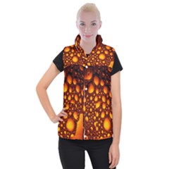 Bubbles Abstract Art Gold Golden Women s Button Up Vest