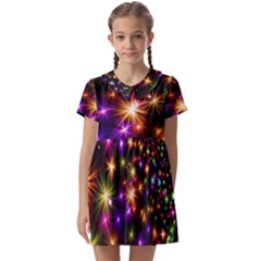 Star Colorful Christmas Abstract Kids  Asymmetric Collar Dress