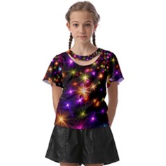 Star Colorful Christmas Abstract Kids  Front Cut T-shirt