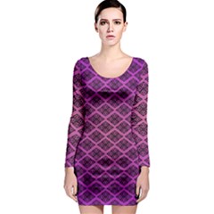 Pattern Texture Geometric Patterns Purple Long Sleeve Bodycon Dress by Dutashop