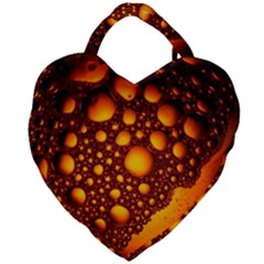 Bubbles Abstract Art Gold Golden Giant Heart Shaped Tote by Dutashop