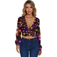 Star Colorful Christmas Abstract Long Sleeve Deep-v Velour Top