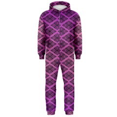 Pattern Texture Geometric Patterns Purple Hooded Jumpsuit (men)