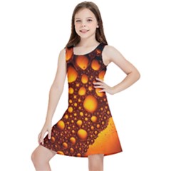 Bubbles Abstract Art Gold Golden Kids  Lightweight Sleeveless Dress by Dutashop