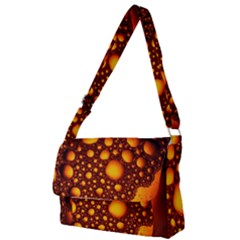 Bubbles Abstract Art Gold Golden Full Print Messenger Bag (s) by Dutashop