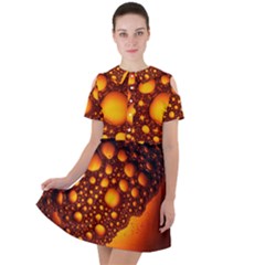 Bubbles Abstract Art Gold Golden Short Sleeve Shoulder Cut Out Dress  by Dutashop