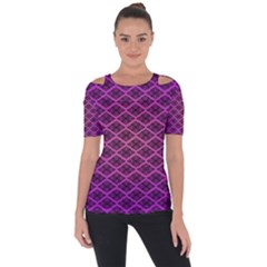 Pattern Texture Geometric Patterns Purple Shoulder Cut Out Short Sleeve Top