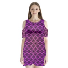 Pattern Texture Geometric Patterns Purple Shoulder Cutout Velvet One Piece