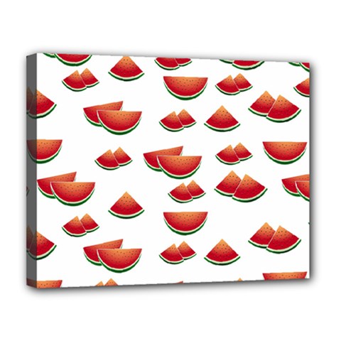 Summer Watermelon Pattern Canvas 14  X 11  (stretched) by Dutashop