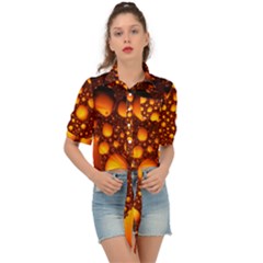 Bubbles Abstract Art Gold Golden Tie Front Shirt 