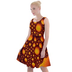 Bubbles Abstract Art Gold Golden Knee Length Skater Dress