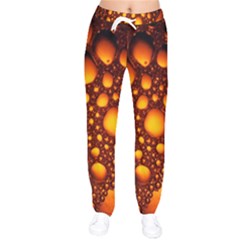 Bubbles Abstract Art Gold Golden Women Velvet Drawstring Pants