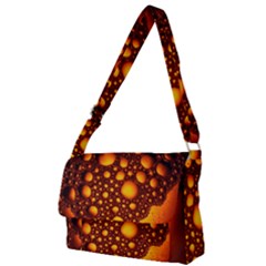 Bubbles Abstract Art Gold Golden Full Print Messenger Bag (l) by Dutashop