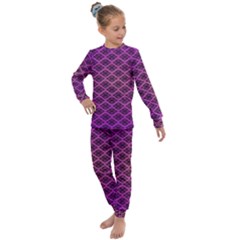 Pattern Texture Geometric Patterns Purple Kids  Long Sleeve Set 