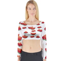 Summer Watermelon Pattern Long Sleeve Crop Top by Dutashop