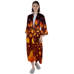 Bubbles Abstract Art Gold Golden Maxi Satin Kimono