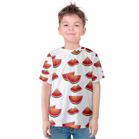 Summer Watermelon Pattern Kids  Cotton T-shirt by Dutashop