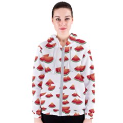 Summer Watermelon Pattern Women s Zipper Hoodie