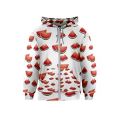 Summer Watermelon Pattern Kids  Zipper Hoodie