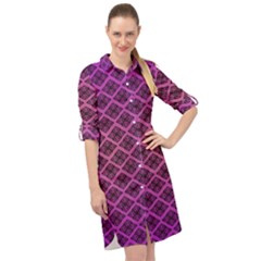 Pattern Texture Geometric Patterns Purple Long Sleeve Mini Shirt Dress