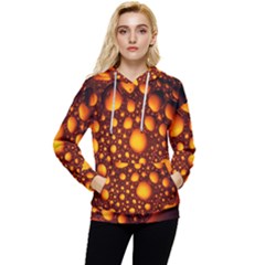 Bubbles Abstract Art Gold Golden Women s Lightweight Drawstring Hoodie