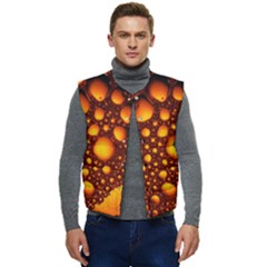 Bubbles Abstract Art Gold Golden Men s Button Up Puffer Vest	