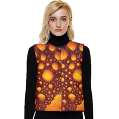 Bubbles Abstract Art Gold Golden Women s Button Up Puffer Vest