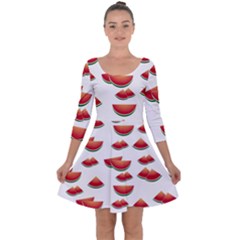 Summer Watermelon Pattern Quarter Sleeve Skater Dress by Dutashop