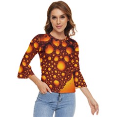 Bubbles Abstract Art Gold Golden Bell Sleeve Top