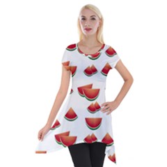 Summer Watermelon Pattern Short Sleeve Side Drop Tunic by Dutashop