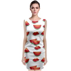 Summer Watermelon Pattern Sleeveless Velvet Midi Dress