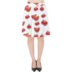 Summer Watermelon Pattern Velvet High Waist Skirt