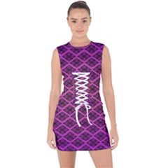 Pattern Texture Geometric Patterns Purple Lace Up Front Bodycon Dress by Dutashop