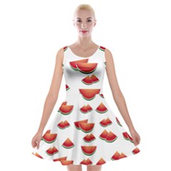 Summer Watermelon Pattern Velvet Skater Dress