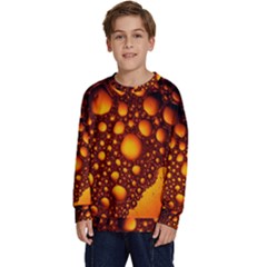 Bubbles Abstract Art Gold Golden Kids  Crewneck Sweatshirt