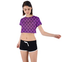 Pattern Texture Geometric Patterns Purple Tie Back Short Sleeve Crop T-shirt