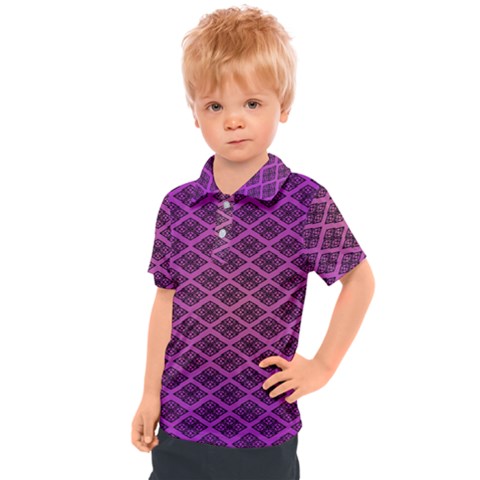 Pattern Texture Geometric Patterns Purple Kids  Polo T-shirt by Dutashop